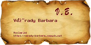 Várady Barbara névjegykártya